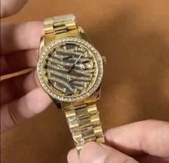 【極上の煌めき】18Kゴールドコーティング×ジルコニア ゼブラウォッチ