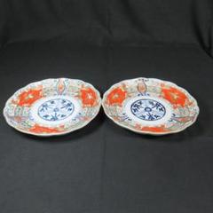 中皿 金彩 色絵付 江戸 古伊万里 鳳凰 鳥 花唐草 窯傷 2枚 中皿 金彩 色絵付 江戸 古伊万里 鳳凰 鳥 花唐草 窯傷 2枚