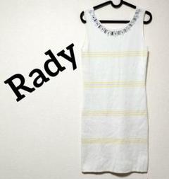 Radyレディー　ノースリーブひざ丈ワンピース ホワイトイエロー