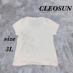 CLEOSUN (3L) カットソーシャツ 半袖 花柄刺繍 アイボリー