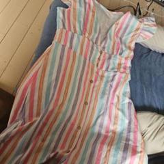 ストライプ 半袖シャツワンピース　SHEIN