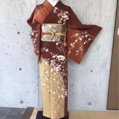 【染め分け】正絹　訪問着　扇に花宝尽くし　袷