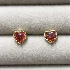 【新品】 ピアス ハート オレンジブラウン ゴールド 上品 小ぶり シンプルのサムネイル