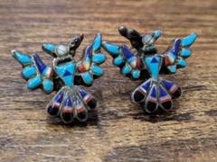 最終値下げ❗️インディアンジュエリー　シルバーピアス　ナバホ族　ヴィンテージ インディアンジュエリー ナバホ族 ホピスタイル オーバーレイ