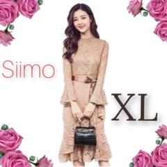 総レース✨膝丈ワンピース✨ ワンピ ベルスリーブ 結婚式 二次会 XL ⑤