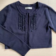 新品タグ付160 ポンポネットツイードボレロ黒ブラック