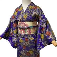 アンティーク　大正ロマン　建築柄　単衣　夏着物　正絹　銘仙 ⭐︎銘仙⭐︎アンティーク⭐︎大正ロマン⭐︎復刻⭐︎