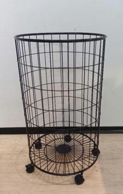 円型バスケットワゴン（黒）