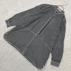 AMERICAN HOLIC ストライプシャツ ブラック×ホワイト M 透け感
