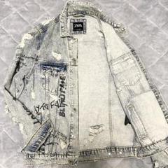 ZARA ダメージ クラッシュ加工 プリント グラフィティー デニム