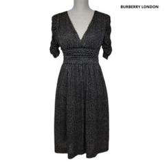 BURBERRY LONDON ワンピース 総柄 黒 バーバリーロンドン 36 Z16【美品】バーバリーロンドン シャツワンピース Aライン 黒