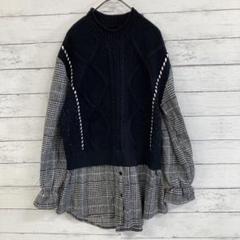 b3928【ヴィアンテ】レディースチュニックハイネック長袖異素材黒