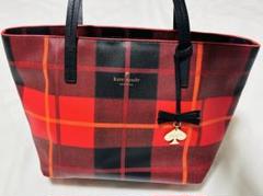 人気のチェック柄 kate spade トートバッグ 肩掛け FM7609