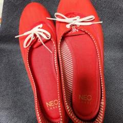 NEO LABEL レッド バレエシューズ