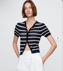 GAP×DÔEN リネンブレンドポインテールクロップドカーディガン　S