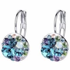 レバーバックピアス 華奢 SWAROVSKI (ホワイトゴールド/ブルー)