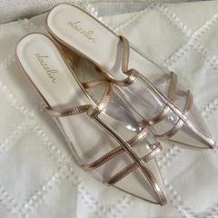 【美品】ダズリン dazzlin クリアメタルオープントゥパンプス サンダル