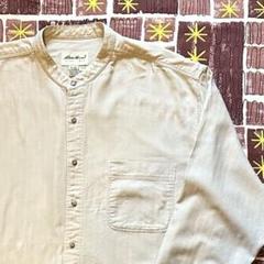 90s Eddie Bauer 立ち襟 HBT SHIRT 長袖 シャツ