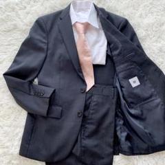 【美品】SUIT SELECT スーツ サマー ストライプ ブラック L 背抜き