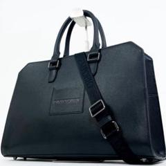 未使用級 現行 EMPORIO ARMANI ビジネスバッグ タンブルレザー