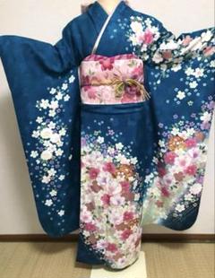 成人式　振袖　フルセット　青緑　ブルーグリーン　青　緑　鞄　草履　正絹　髪飾り 成人式 振袖 フルセット 青緑 ブルーグリーン 青 緑 鞄 草履