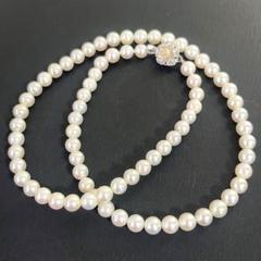 本真珠　パール　ネックレス　アクセサリー　シルバー刻印　ホワイト　美品