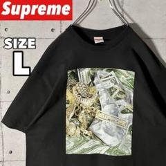【入手困難】シュプリーム☆BlingジュエリープリントTシャツ希少Lブラック