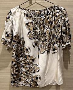 TORY BURCH ブラウス　シルク　半袖ブラウス　総柄　XL シルク Tory Burch(トリーバーチ) ブラウス・シャツ(レディース