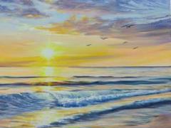 【夕日が沈むとき】アクリル画 F3 風景画 絵画 原画 海の絵 夕日が沈むとき】アクリル画 F3 風景画 絵画 原画 海の絵 - メルカリ
