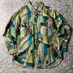 90sオールド】アート 抽象画 L/Sビンテージレディース 総柄