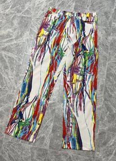 VERSACE JEANS ヴェルサーチ ペイント柄 メデューサ銀ボタン パンツ