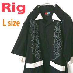 Rig オープンカラーシャツ 黒色 ボーリングシャツ 開襟シャツ ロカビリー