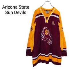 希少 アリゾナ大学 Sun Devils ロゴ刺繍 ゲームシャツ A-3723 希少 アリゾナ大学 Sun Devils ロゴ刺繍 ゲームシャツ A-3723