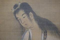 真作/鈴木淡園/菊慈童図/菊童子図/長寿の図/人物図/掛軸☆宝船☆AE-262 真作/鈴木淡園/菊慈童図/菊童子図/長寿の図/人物図/掛軸☆宝船