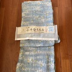 麻 夏着物 Sサイズ 紗紬“流水に菖蒲や牡丹が集まる涼”小千谷