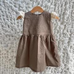 ブラウンフリルノースリーブドレス ハンドメイド