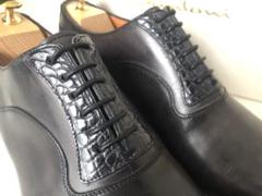 元値約19万　Santoni リアルクロコダイル切替コンビレザー　ドレスシューズのサムネイル