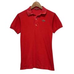80s LACOSTE ラコステ　ビンテージ半袖ポロシャツ　ロゴ　フランス製　赤