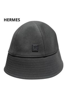HERMES エルメス バケットハット 帽子 オフホワイト ユニセックス 58 HERMES エルメス バケットハット Hロゴ刺繍 ハット ポリエステル