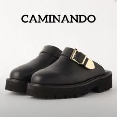 美品　カミナンド　サボサンダル　2.8万円　レザー　ゴールドバックル　ベルト　黒