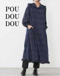 POU DOU DOU　美品　デシンランダムドットプリントセーラーカラーワンピのサムネイル