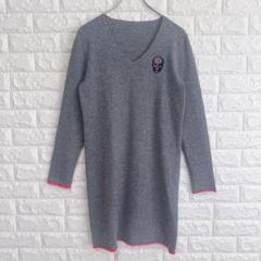 ルシアンペラフィネ カシミヤ 長袖 ワンピース ニット グレー M