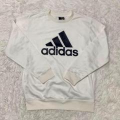 訳あり▲adidas アディダス▲スポーツウェア 長袖スウェットM白 ビッグロゴ