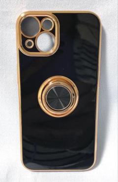 iPhone 14 ケースリング付き6.1インチ用 ブラック黒360°回転