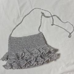 ハンドメイド メタリックヤーン ショルダーバッグ チュチュバッグ フリルバッグ