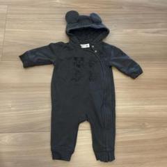 baby GAP ダークグレー フード付きロンパース 3-6ヶ月　ミッキー　60