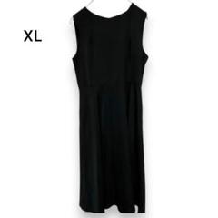 ノースリーブワンピース シンプル ロング丈 XL 大きめ 黒 春 夏 KU343