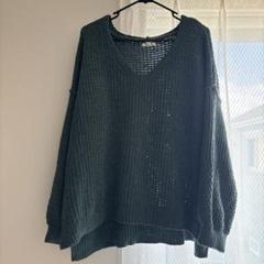 【美品】 maurices ダークグリーン Vネックセーター モールニットのサムネイル