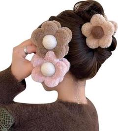モコモコ♡可愛い♡花のヘアキャッチ ヘアアクセサリーヘアグリップぬいぐるみ素材
