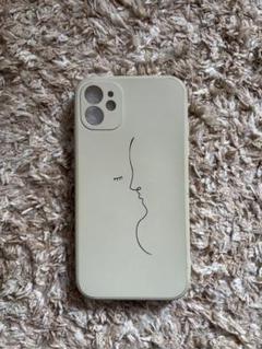 iPhone 11用クリーム色の線画ケース